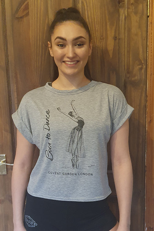 Born to Dance "Emilia" Crop Top in Grey